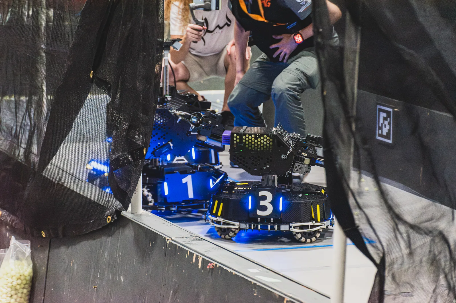 Robots ready in the staging area