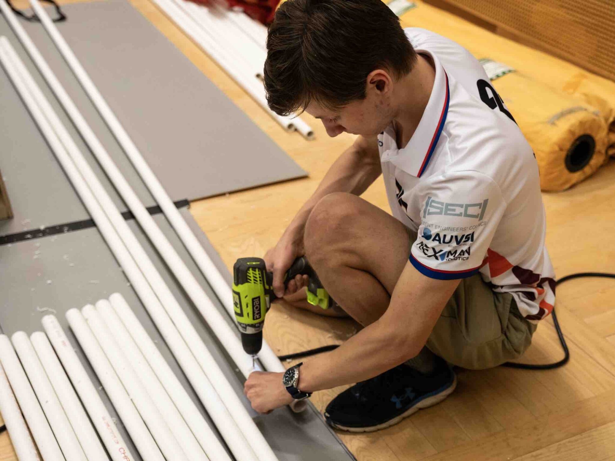 Setting up for the competition in Seattle