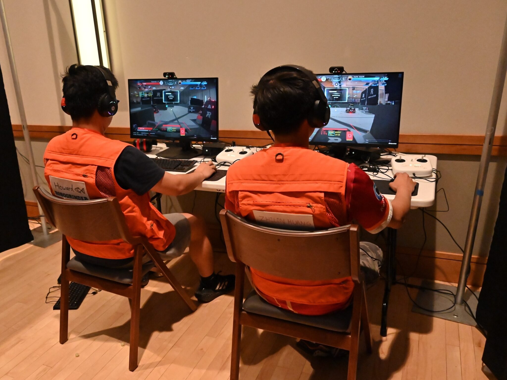 The drivers at their competition stations