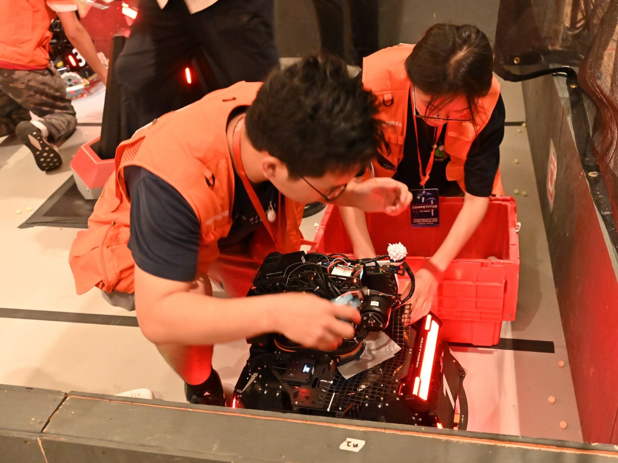 Making final robot adjustments before a match