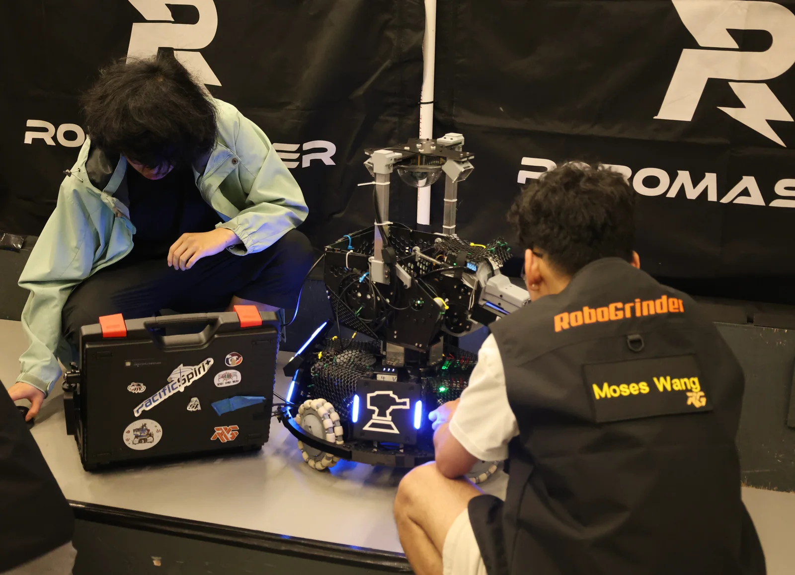 Working on the robot between matches