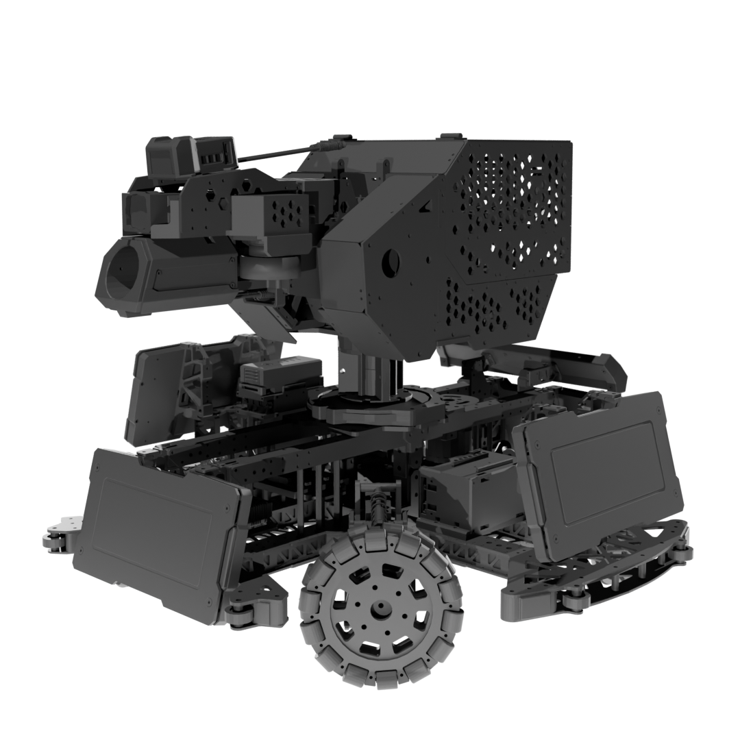 CAD render of RoboGrinder's 2026 Hero robot with its large projectile launcher